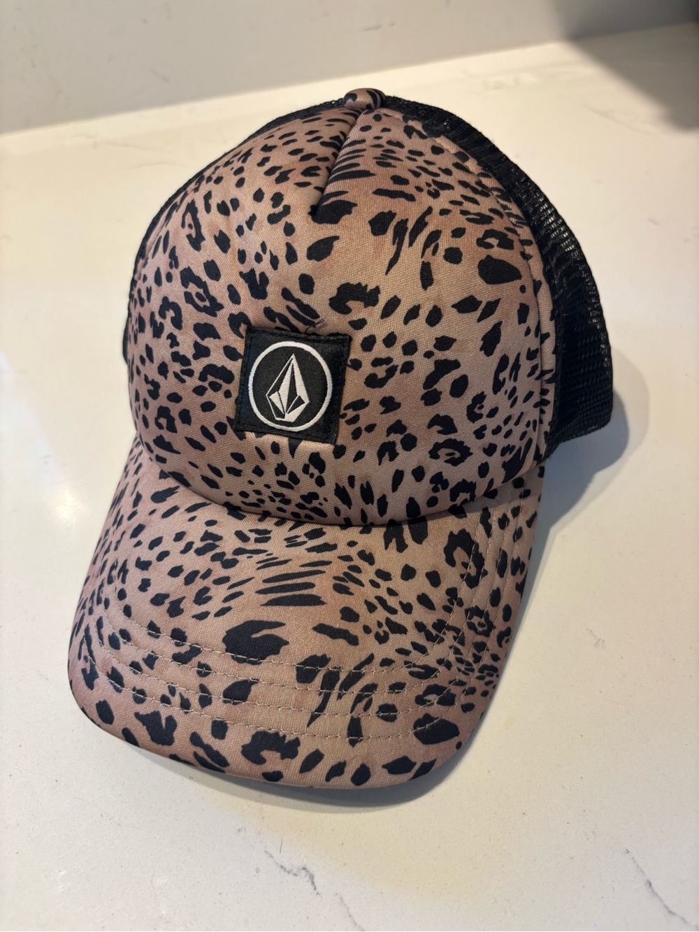 Volcom Women’s Leopard Print Trucker Hat - Tan and Black